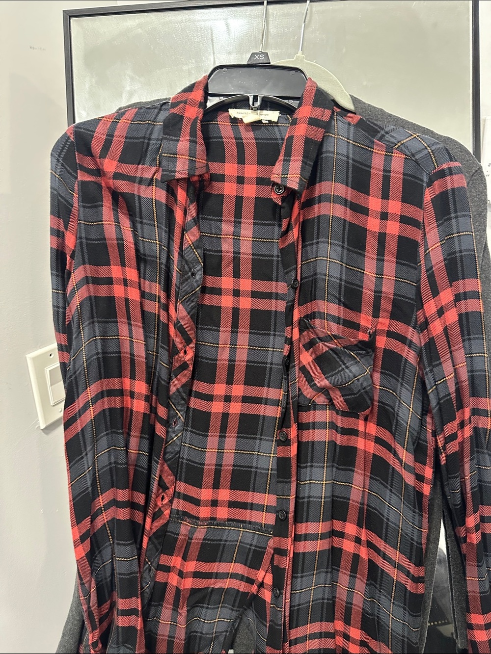 beachlunchlounge Red and Black Plaid Button-Down Shirt